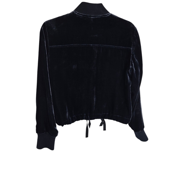 J CREW Navy Blue Velvet Zip Cropped Jacket - Picture 3 of 9